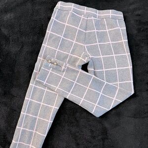 Janie and Jack Gray and Pink Checkered Leggings